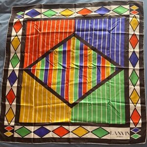Lanvin Paris Colorful Geometric Silk Scarf